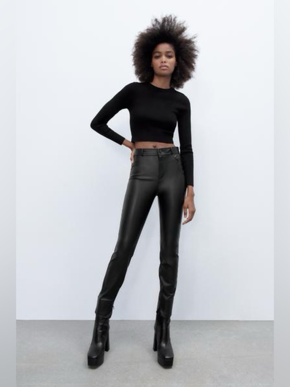 Zara Faux Leather Zippered Sides Leggings